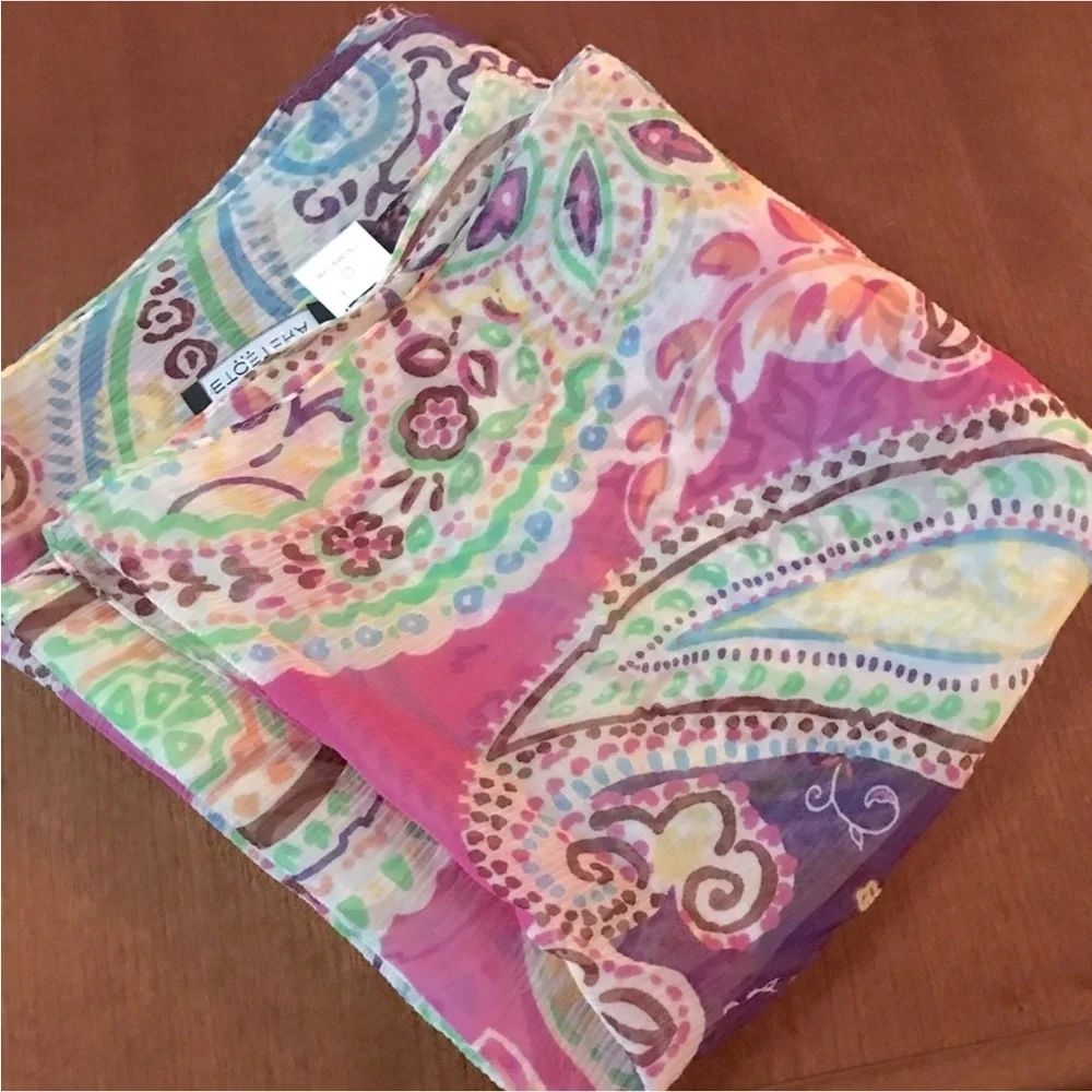 ETCETERA 100% Silk Scarf *Colorful Paisley Print*